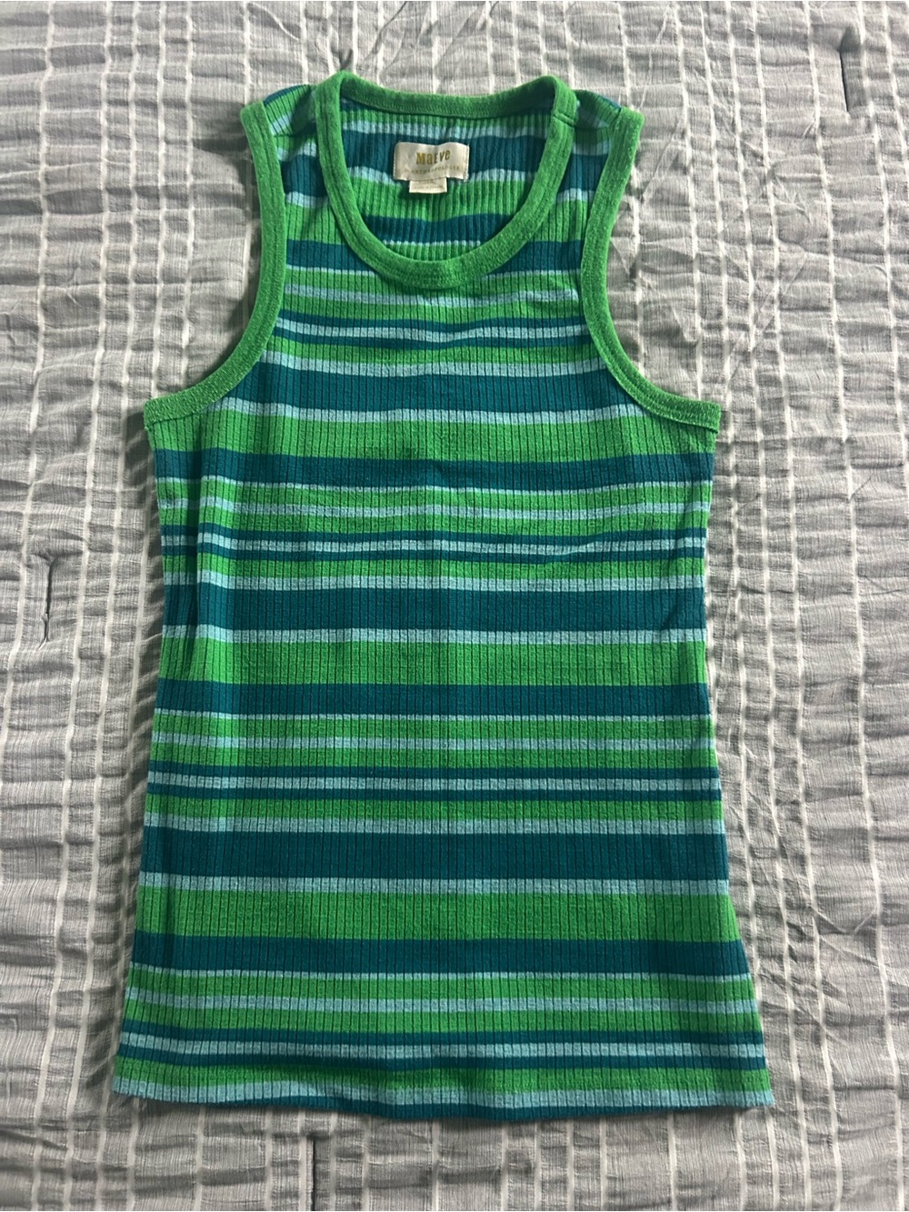 Anthropologie Maeve Striped Tank Top - Green/Teal
